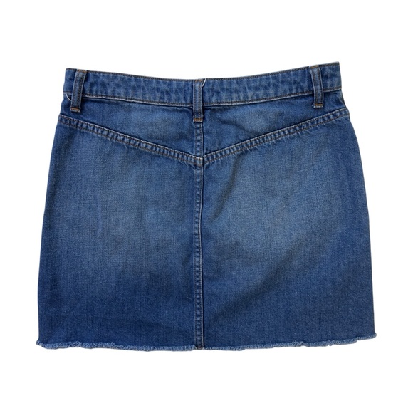 Urban Outfitters BDG Button Front Denim Skirt Size Small Raw Hem Medium Wash - Picture 2 of 8
